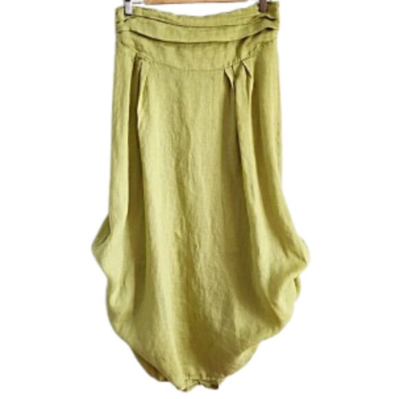 Femme Fatale green 100% linen skirt - Picture 4 of 16